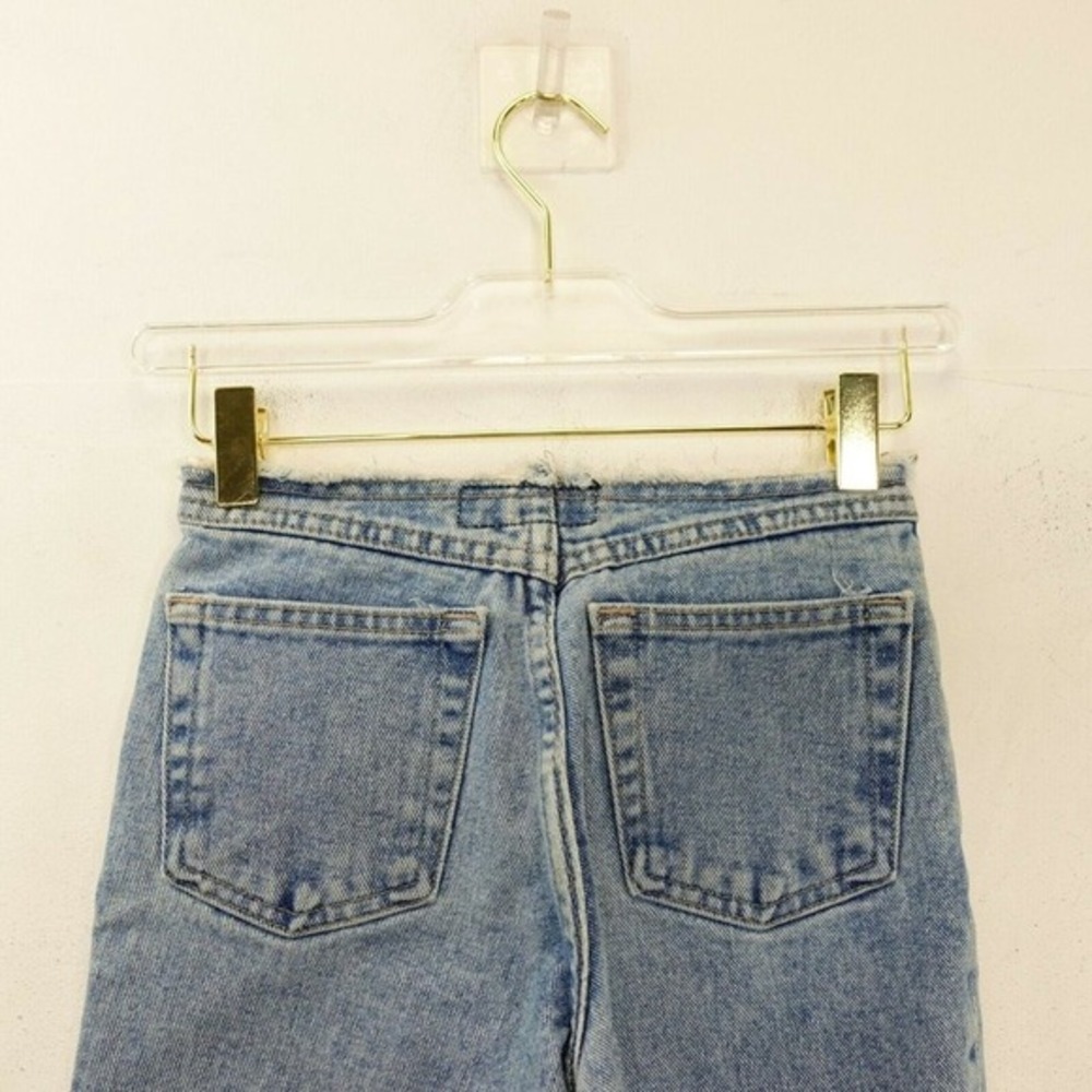 90s Y2K Festival Girls Jeans 8 Blue Distressed Denim Straight Raw Edge RAVE GIRL - Picture 10 of 11